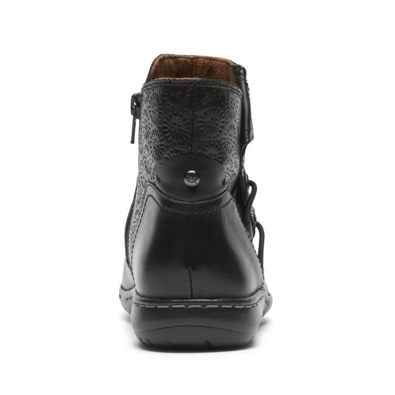 ROCKPORT - WOMEN'S COBB HILL PENFIELD RUCHED BOOT-BLACK LEATHER