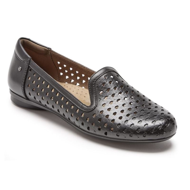 ROCKPORT - WOMEN'S COBB HILL MAIIKA WOVEN SLIP-ON-BLACK LEATHER