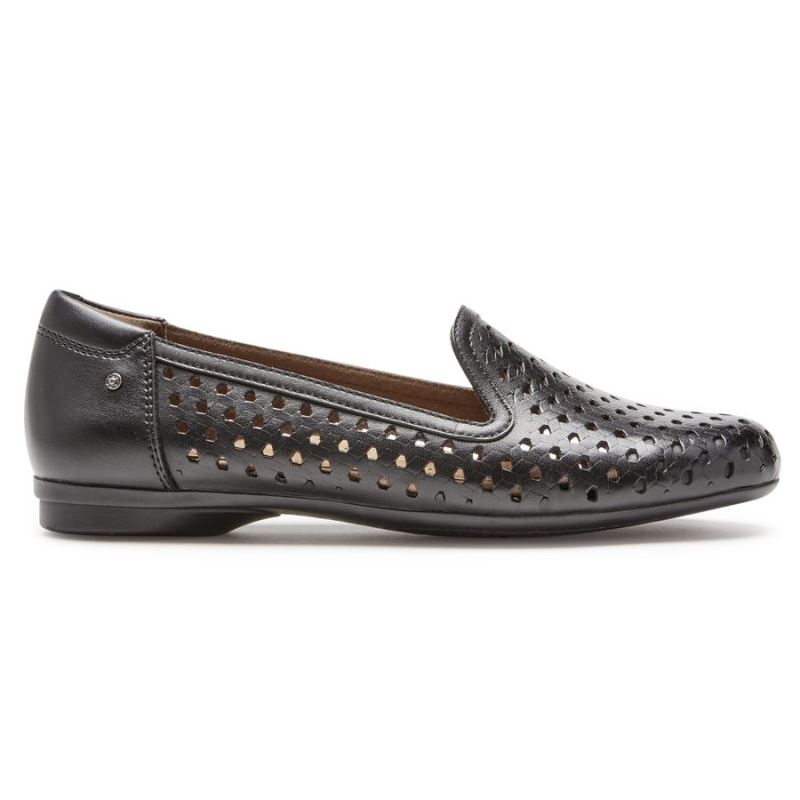 ROCKPORT - WOMEN'S COBB HILL MAIIKA WOVEN SLIP-ON-BLACK LEATHER