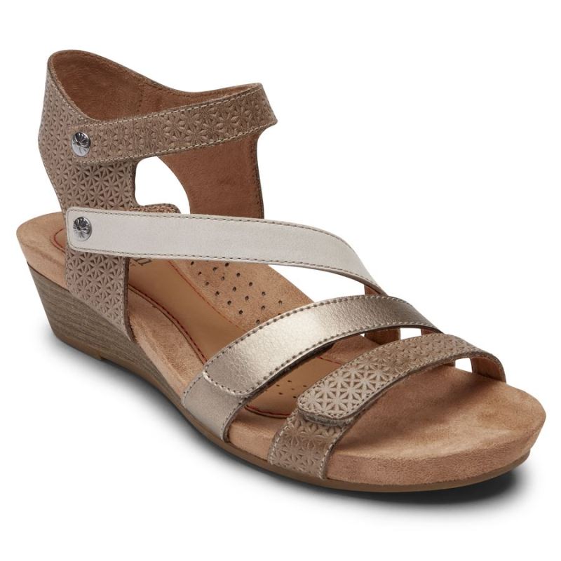 ROCKPORT - WOMEN'S COBB HILL HOLLYWOOD 4-STRAP SANDAL-DOVE MULTI