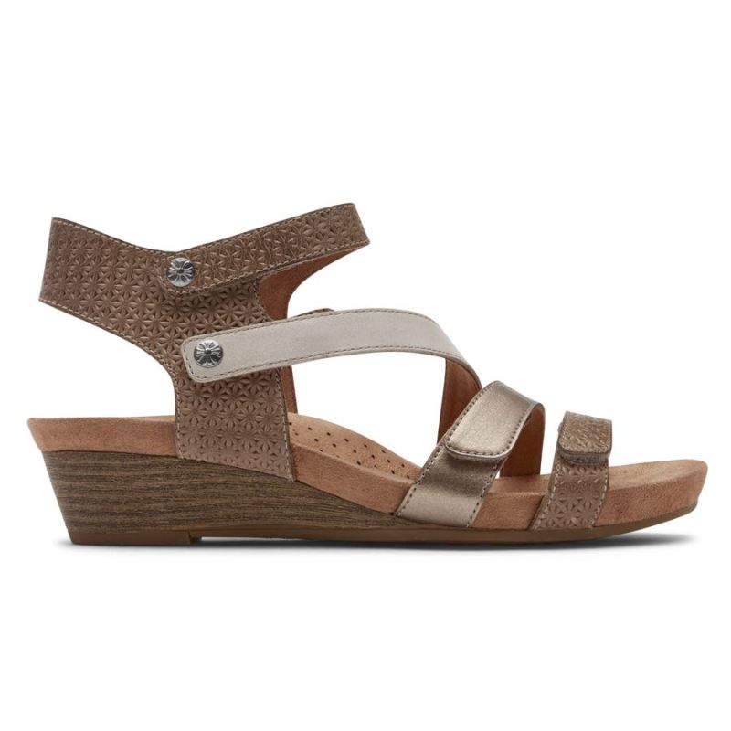 ROCKPORT - WOMEN'S COBB HILL HOLLYWOOD 4-STRAP SANDAL-DOVE MULTI