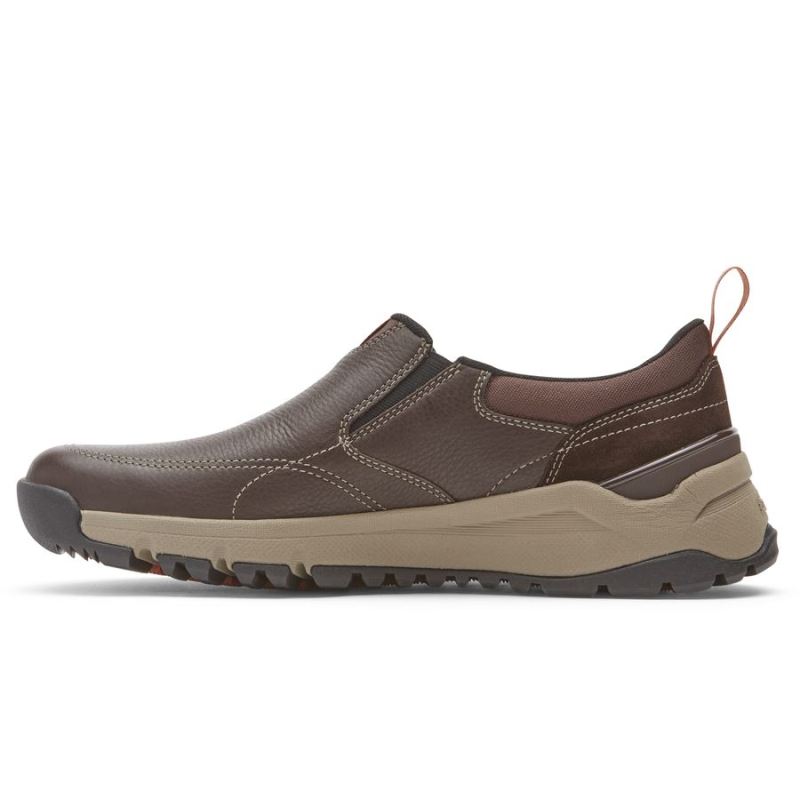 ROCKPORT - MEN'S GLASTONBURY SLIP-ON-WATERPROOF-BROWN LEATHER/SUEDE