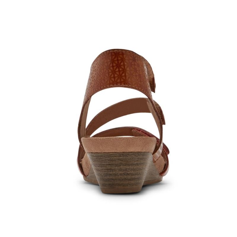 ROCKPORT - WOMEN'S COBB HILL HOLLYWOOD 4-STRAP SANDAL-TAN MULTI