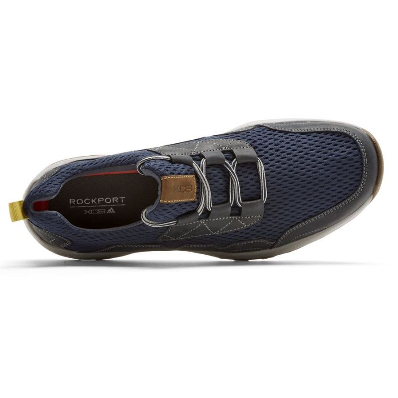 ROCKPORT - MEN'S XCS SPRUCE PEAK SLIP-ON SNEAKER-NEW DRESS BLUES LEATHER MESH