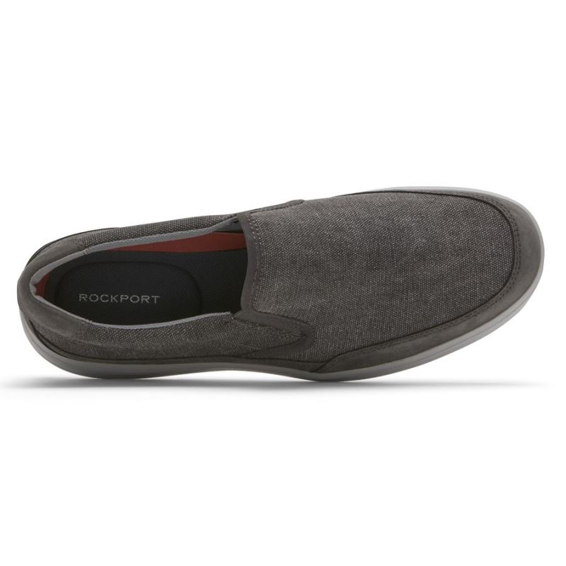 ROCKPORT - MEN'S BECKWITH SLIP-ON-MAGNET GREY CANVAS/NUBUCK