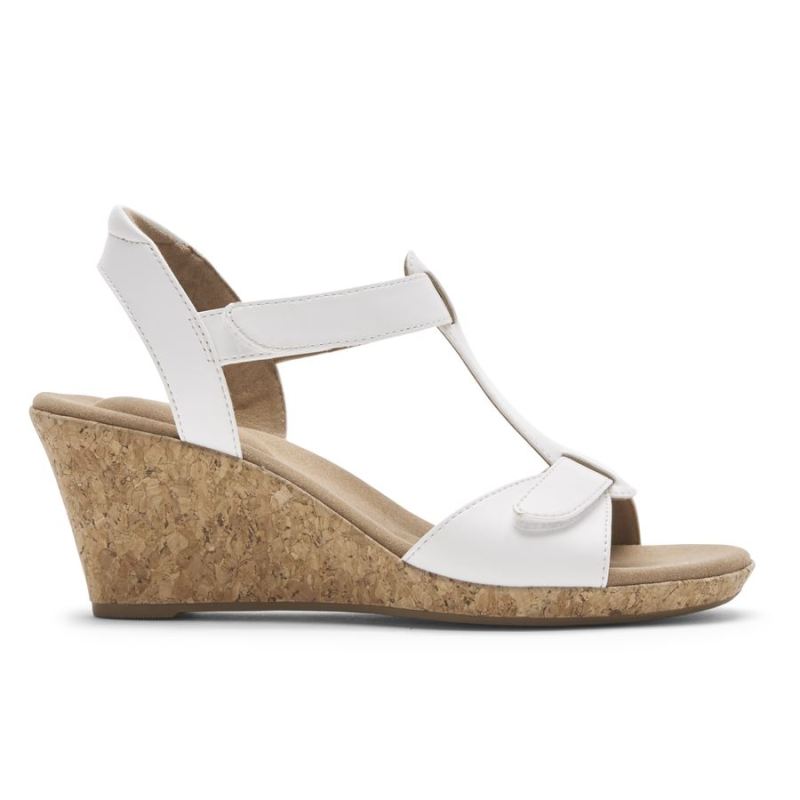 ROCKPORT - WOMEN'S BLANCA T-STRAP SANDAL-WHITE