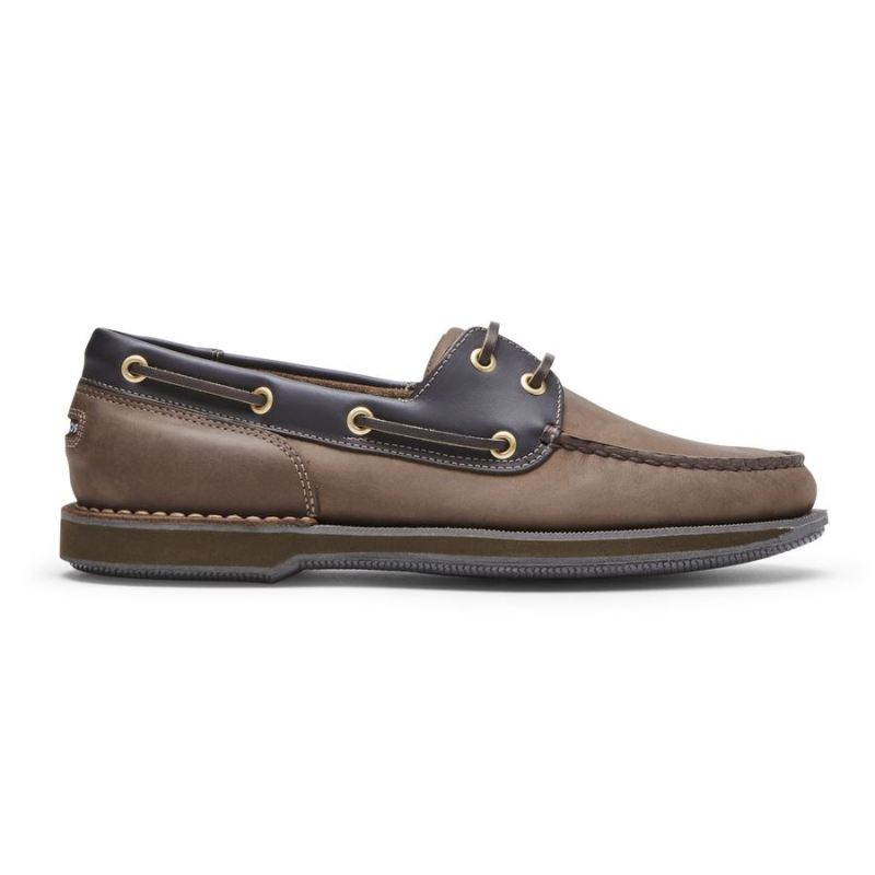 ROCKPORT - MEN'S PERTH BOAT SHOE-CHOCOLATE/BARK