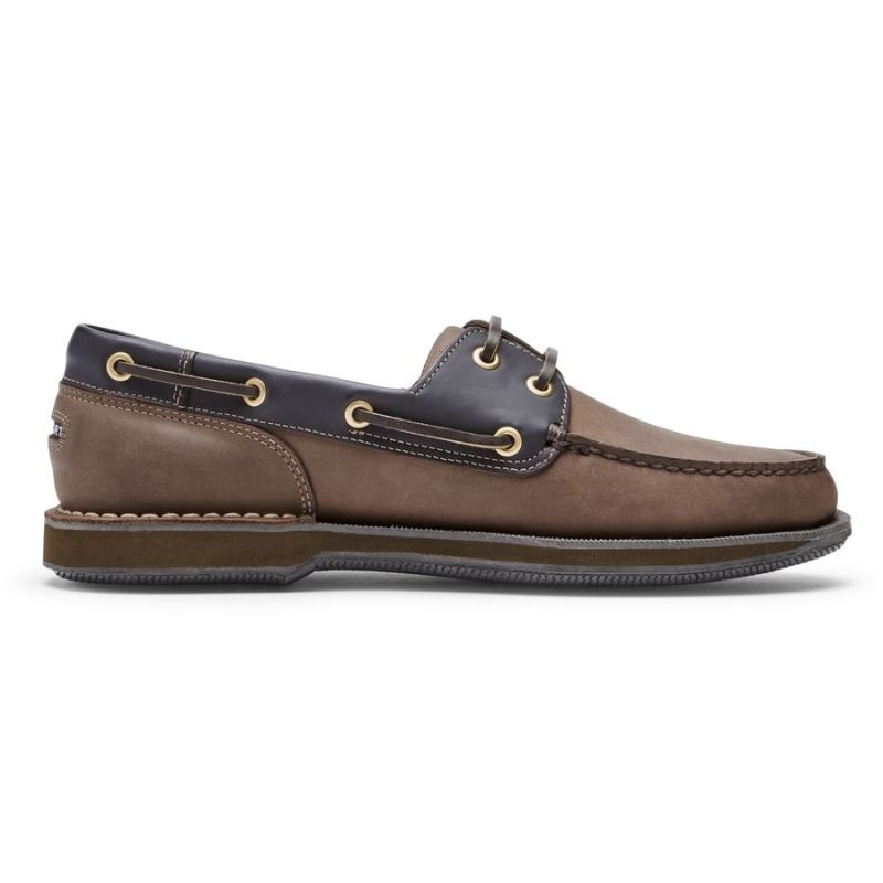 ROCKPORT - MEN'S PERTH BOAT SHOE-CHOCOLATE/BARK