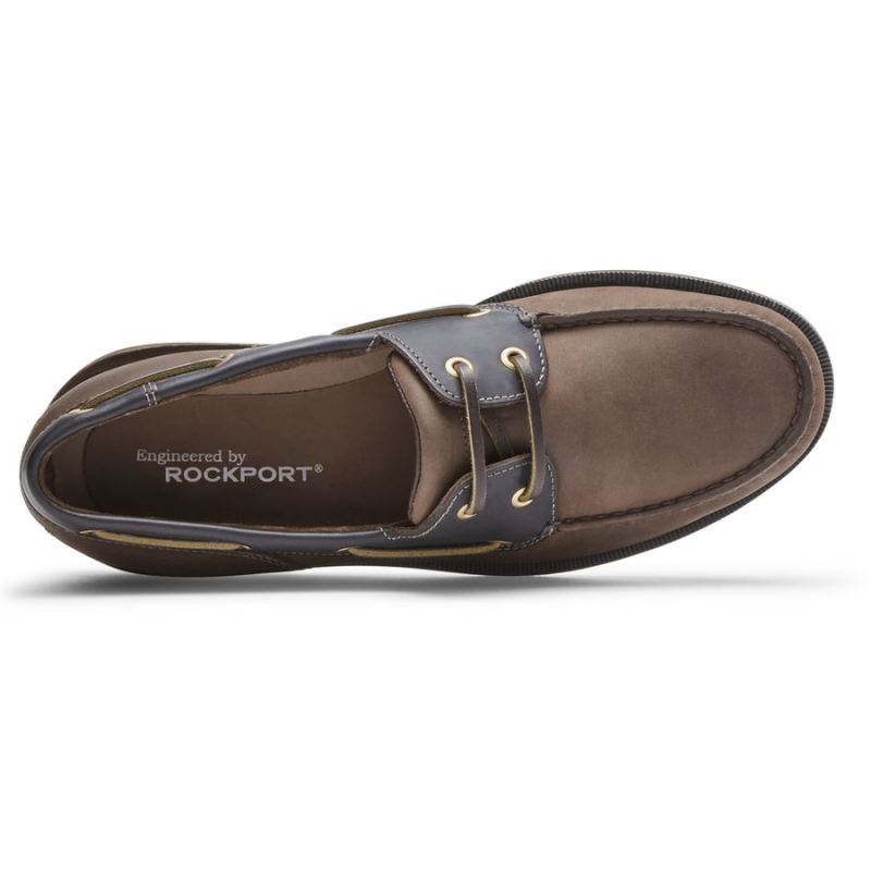 ROCKPORT - MEN'S PERTH BOAT SHOE-CHOCOLATE/BARK