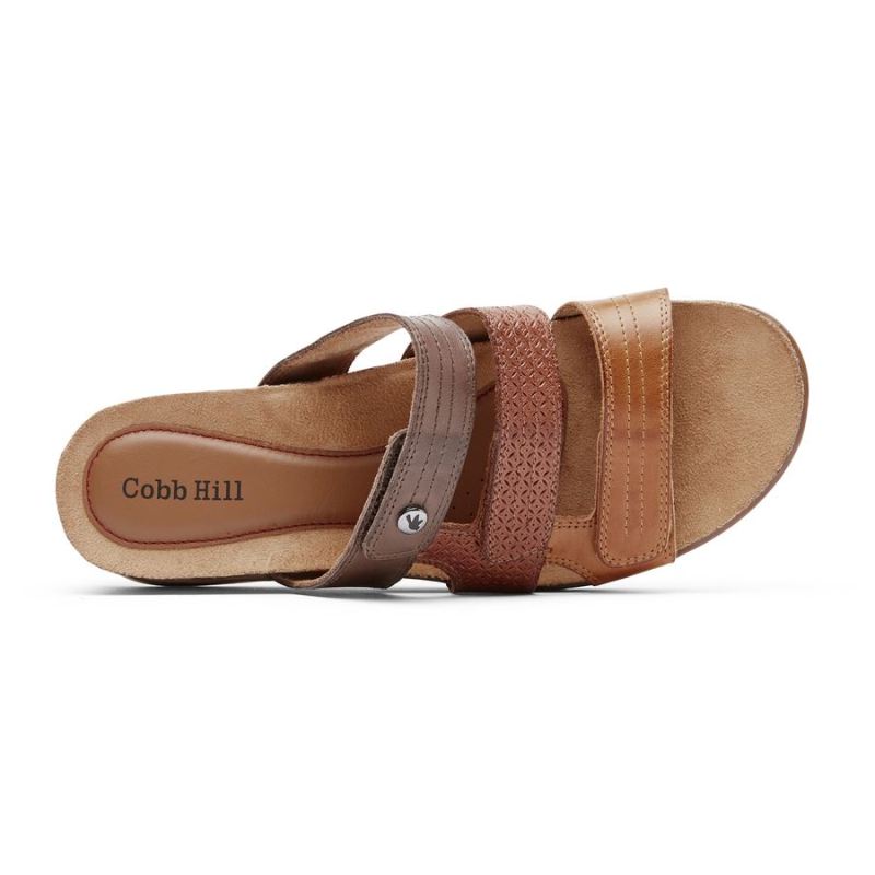 ROCKPORT - WOMEN'S COBB HILL MAY SLIDE SANDAL-TAN