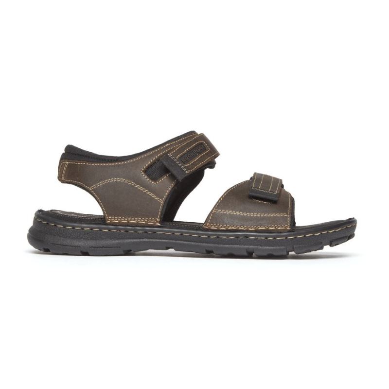 ROCKPORT - MEN'S DARWYN QUARTER-STRAP SANDAL-BROWN II LEATHER