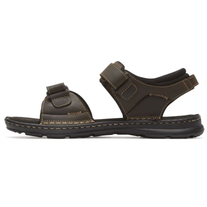 ROCKPORT - MEN'S DARWYN QUARTER-STRAP SANDAL-BROWN II LEATHER