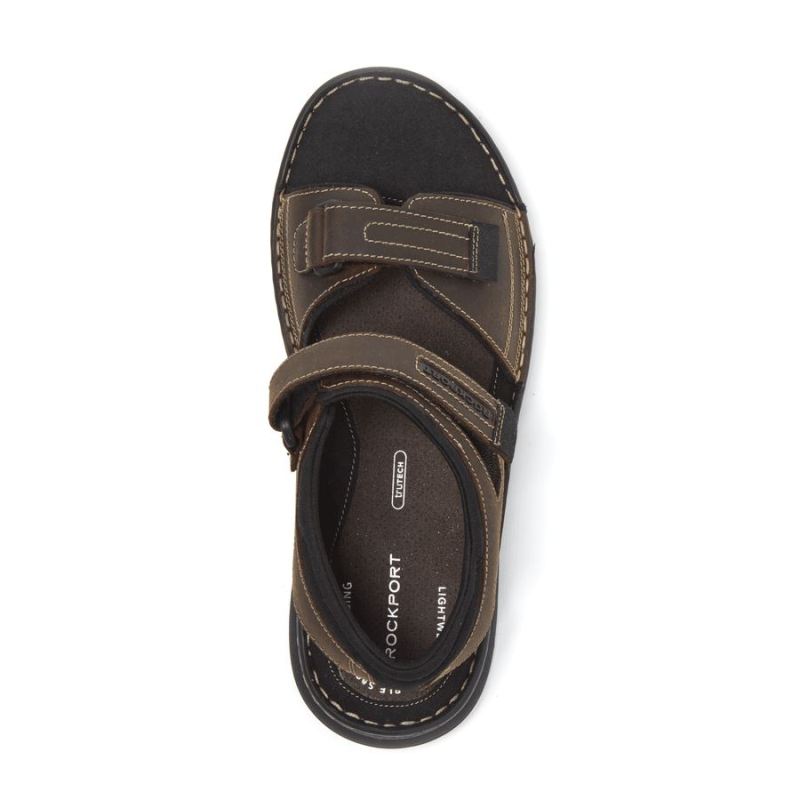 ROCKPORT - MEN'S DARWYN QUARTER-STRAP SANDAL-BROWN II LEATHER