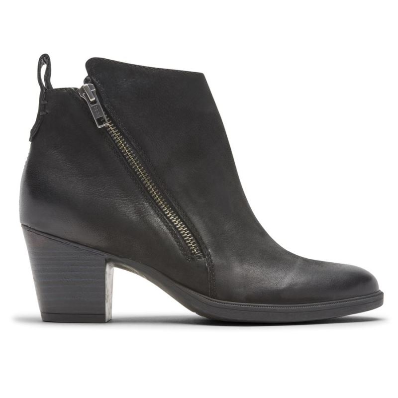 ROCKPORT - WOMEN'S MADDIE ANKLE ZIP BOOT-BLACK