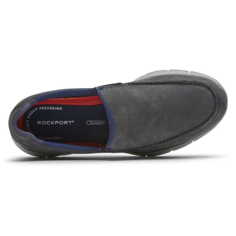 ROCKPORT - MEN'S PRIMETIME MOC SLIP-ON-STEEL BLUE N