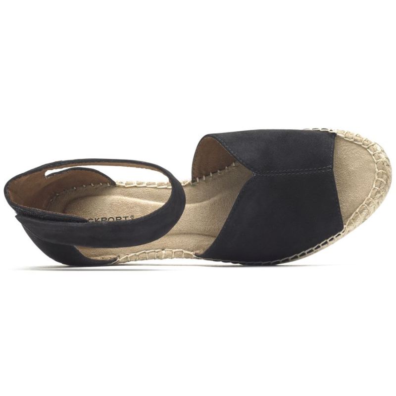 ROCKPORT - WOMEN'S MARAH PEEP TOE WEDGE SANDAL-Black