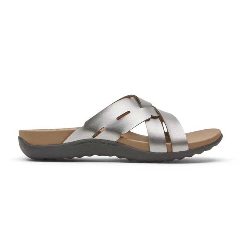 ROCKPORT - WOMEN'S RIDGE WOVEN SLIDE-PEWTER