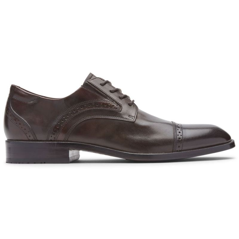 ROCKPORT - MEN'S TOTAL MOTION OFFICE CAP TOE OXFORD-DARK BROWN