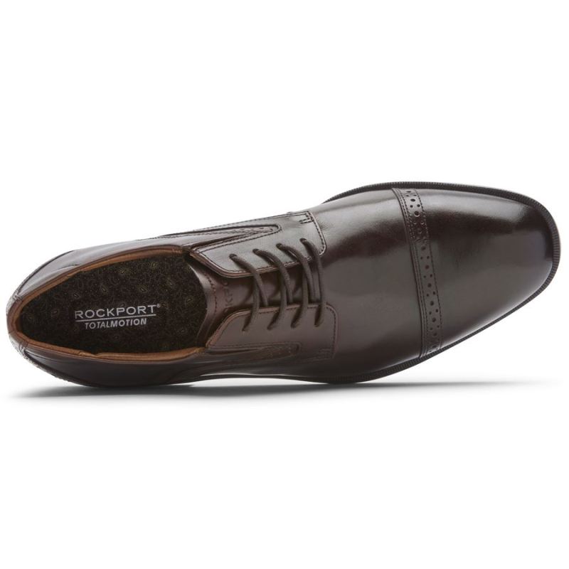 ROCKPORT - MEN'S TOTAL MOTION OFFICE CAP TOE OXFORD-DARK BROWN