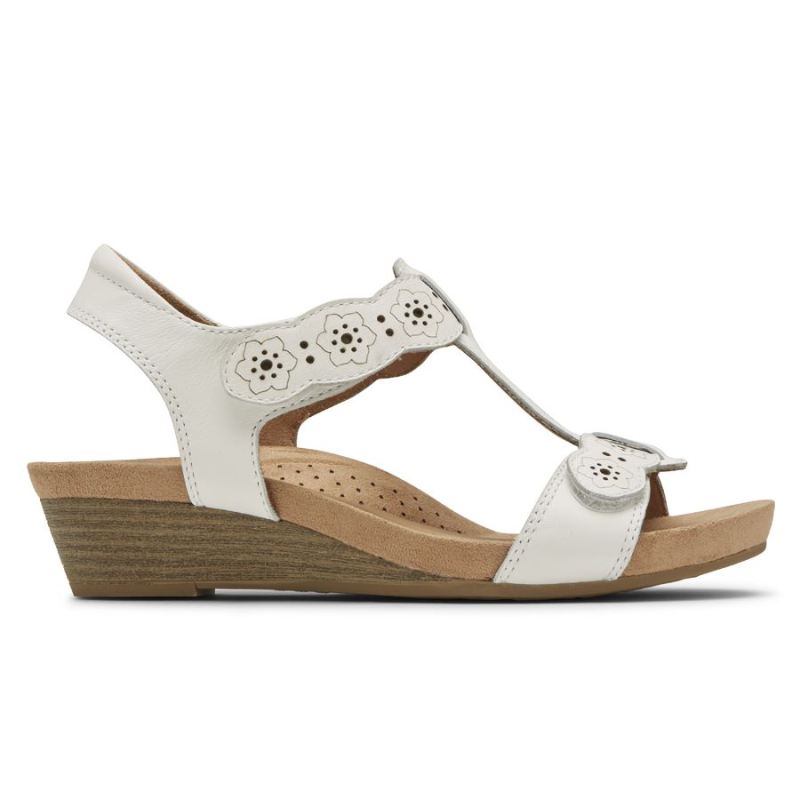 ROCKPORT - WOMEN'S COBB HILL HOLLYWOOD T-STRAP SANDAL-WHITE