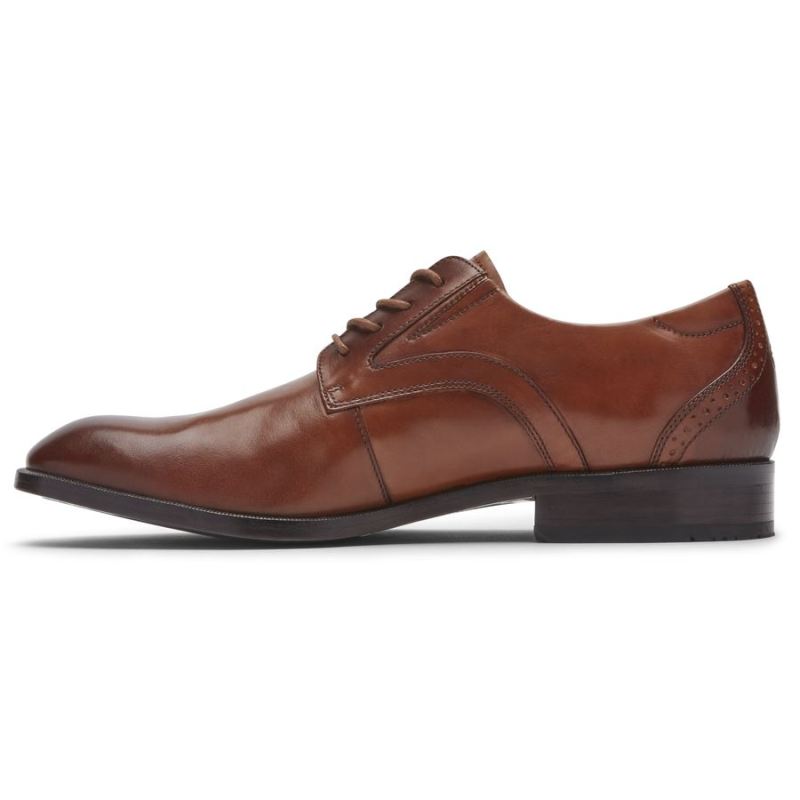 ROCKPORT - MEN'S TOTAL MOTION OFFICE PLAIN TOE OXFORD-BRITISH TAN