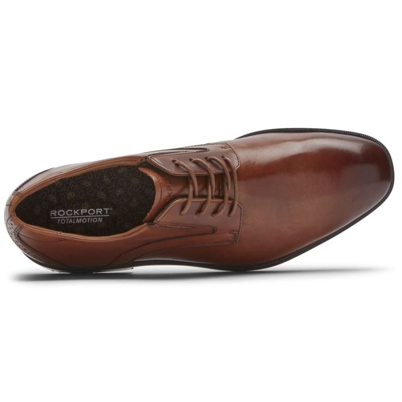 ROCKPORT - MEN'S TOTAL MOTION OFFICE PLAIN TOE OXFORD-BRITISH TAN