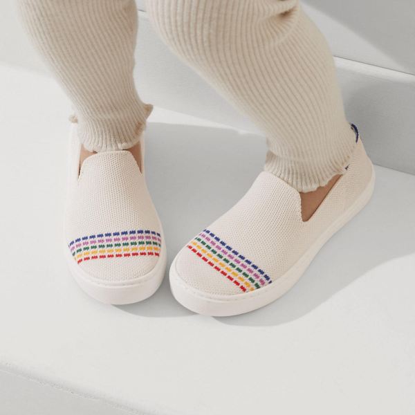 The Kids Sneaker-White Rainbow Kid's Rothys Shoes