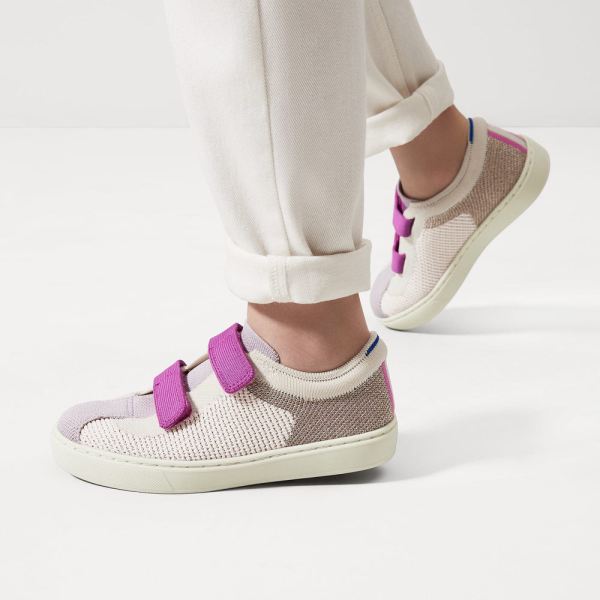 The Kids Strap Sneaker-Lavender Sparkle Kid's Rothys Shoes