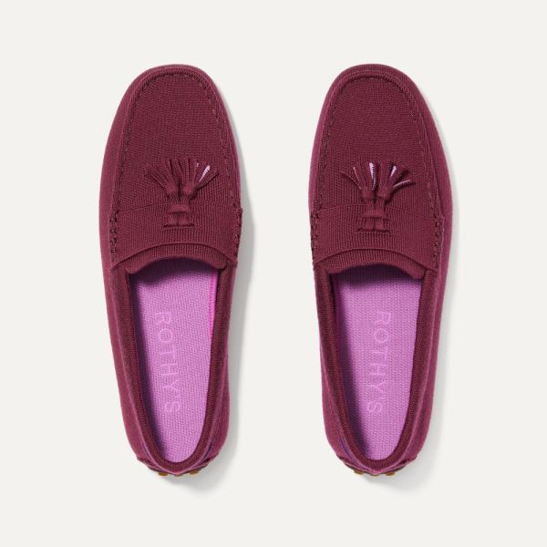 The Merino Tassel Driving-Merlot Men's Rothys Shoes