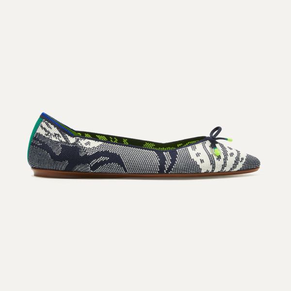 The Bow Point-Botanical Navy Women's Rothys Shoes