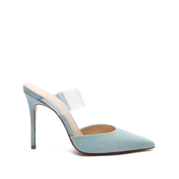 Schutz | Women's Sionne Vinyl&Suede Mule: Office-to-out situation  -Wonder Blue