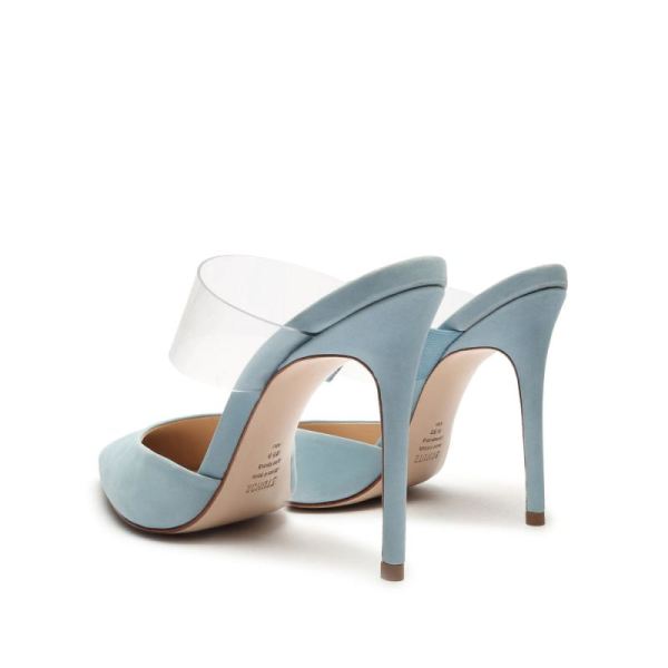 Schutz | Women's Sionne Vinyl&Suede Mule: Office-to-out situation  -Wonder Blue