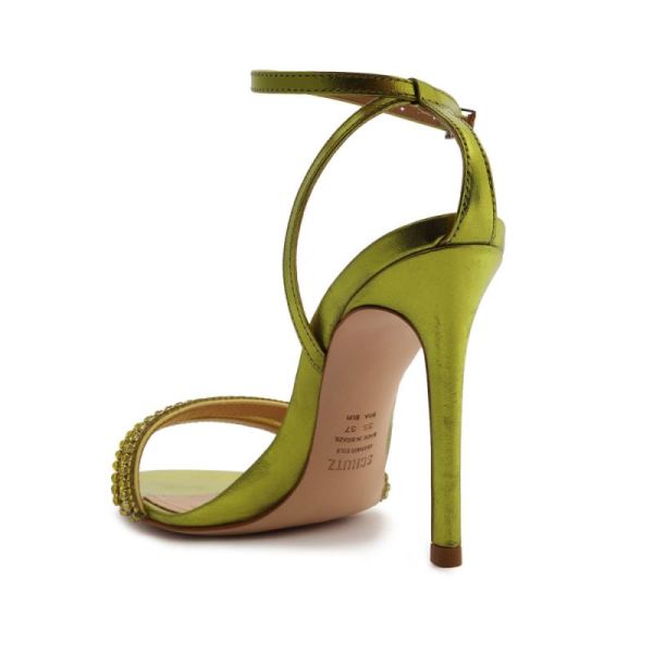 Schutz | Women's Gaga Metallic Nappa Sandal-Green Yellow