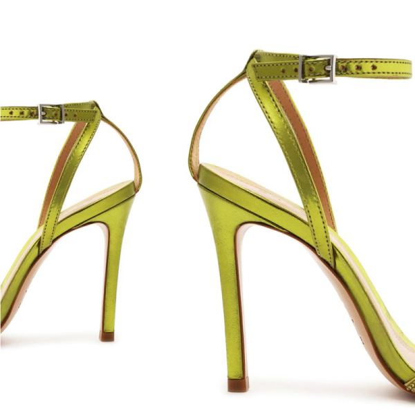 Schutz | Women's Gaga Metallic Nappa Sandal-Green Yellow