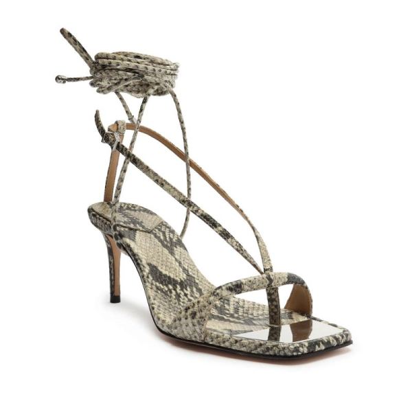 Schutz | Women's Vikki Lo Snake-Embossed Leather Sandal-Natural Snake