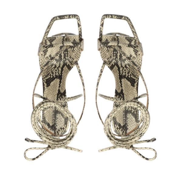 Schutz | Women's Vikki Lo Snake-Embossed Leather Sandal-Natural Snake