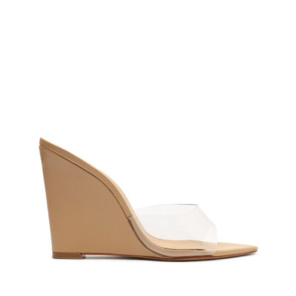 Schutz | Women's Luci Vinyl&Nappa Leather Sandal-Light Beige