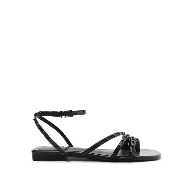 Schutz | Women's Anne Nappa Leather Flat Sandal-Black