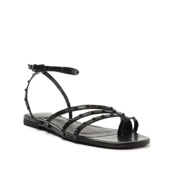 Schutz | Women's Anne Nappa Leather Flat Sandal-Black