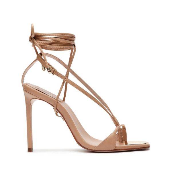 Schutz | Women's Vikki Leather Sandal | Stiletto-Heeled Style -Honey Beige