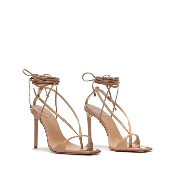 Schutz | Women's Vikki Leather Sandal | Stiletto-Heeled Style  -Honey Beige