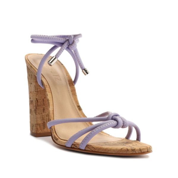 Schutz | Women's Suzy High Block Leather Sandal-Smoky Grape