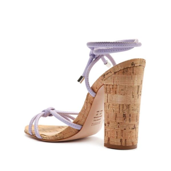 Schutz | Women's Suzy High Block Leather Sandal-Smoky Grape