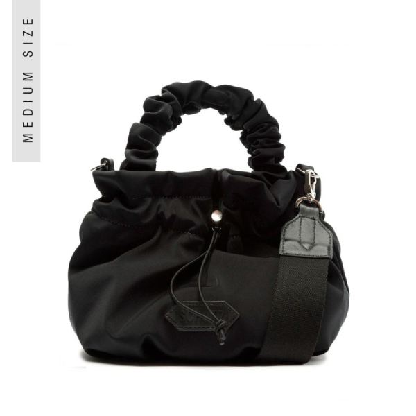 Schutz | Women's Lolla Stretch Nylon Bucket Bag-Black