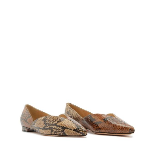 Schutz | Women's Katiely Snake-Embossed Leather Flat-Natural Snake