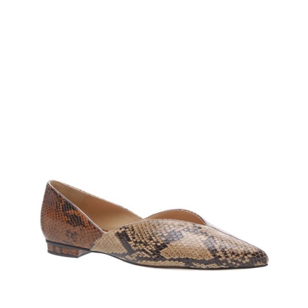 Schutz | Women's Katiely Snake-Embossed Leather Flat-Natural Snake