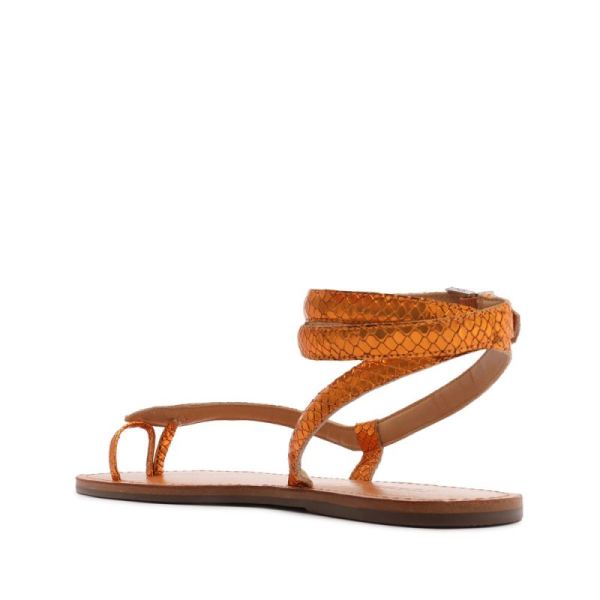 Schutz | Women's Courtney Metallic Leather Sandal-Orange