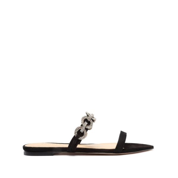 Schutz | Women's Elisah Nubuck Flat Sandal-Black