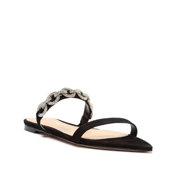 Schutz | Women's Elisah Nubuck Flat Sandal-Black