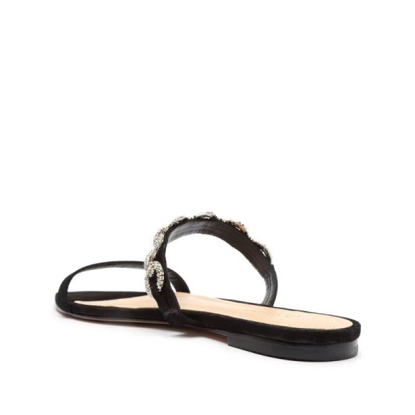 Schutz | Women's Elisah Nubuck Flat Sandal-Black